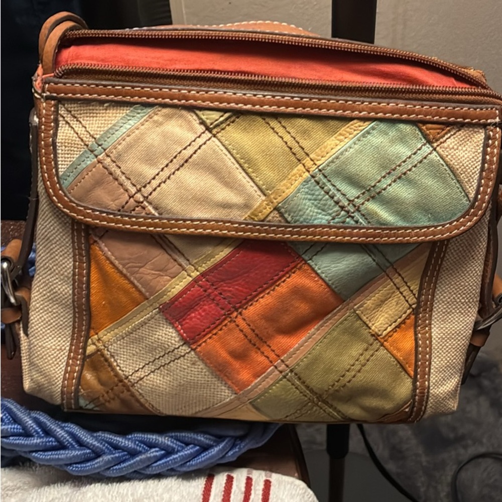 Fossil Colorful Patchwork Crossbody Bag vintage in excellent used condition